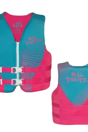 Full Throttle Youth Rapid Dry PFD Blue/Pink 50-90 lb #142100-105-002-16 Top Pick